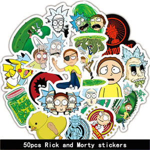 50pcs/set Rick and Morty Sticker Cosplay prop Accessories PVC Waterproof Cartoon Anime Stickers