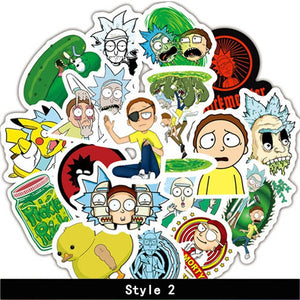 50pcs/set Rick and Morty Sticker Cosplay prop Accessories PVC Waterproof Cartoon Anime Stickers